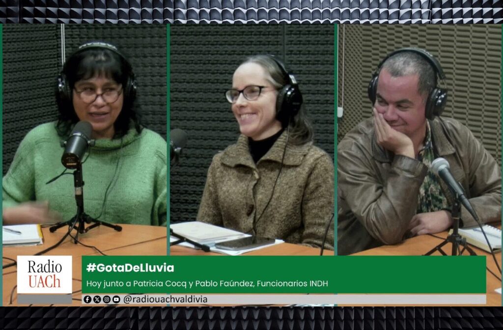 Cecilia Lagos con Patricia Cocq y Pablo Faúndez del INDH en Gota de Lluvia, Radio UACh, hablando sobre derechos de la niñez y cultura.